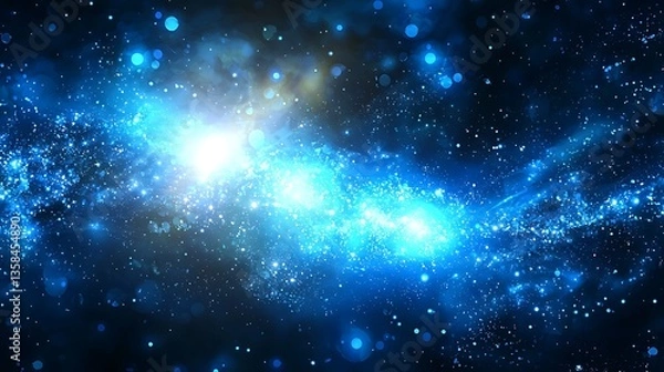 Fototapeta Cosmic nebula swirling in vibrant blues and light