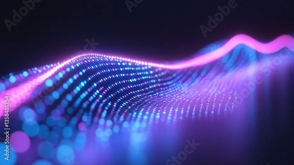 Fototapeta Abstract Digital Waveform with Glowing Pink and Blue Light Effect