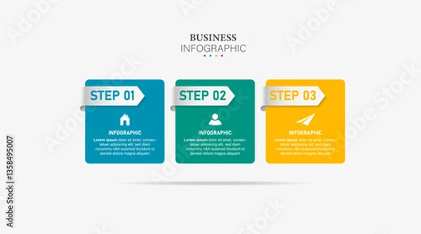 Fototapeta Timeline Creator infographic template. 3 Step timeline journey, calendar Flat simple infographics design template. presentation graph.