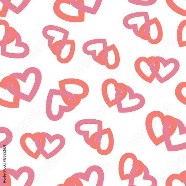 Fototapeta Seamless pattern background with hand drawn bright hearts.