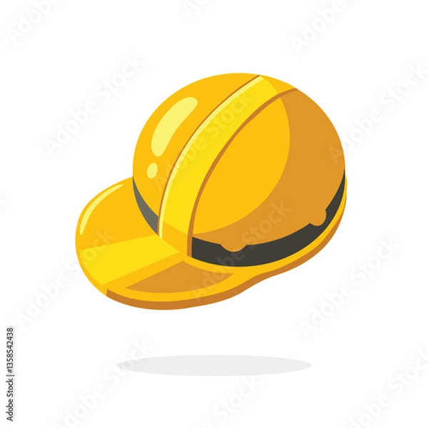 Fototapeta Yellow safety helmet icon designed in cartoon style, isolated on white background.  Head protection for workers