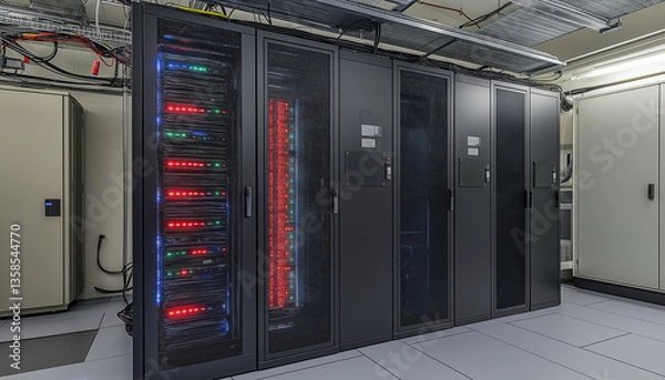 Fototapeta Modern Data Center Server Room with Network Equipment Racks