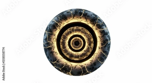 Obraz Cracked Sphere with Glowing Concentric Circles