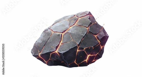 Obraz Glowing Lava Rock Cracked Stone Texture with Fiery Interior