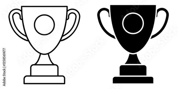 Fototapeta trophy cup editable stroke outline icon isolated on white background flat vector illustration, black outline, Pixel perfect