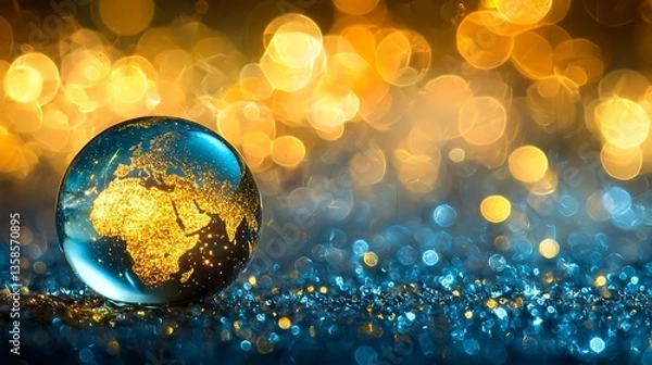 Obraz Earth globe, sparkling backdrop