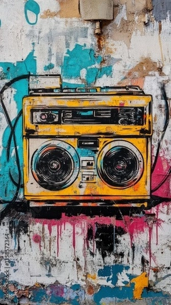 Obraz graffiti of a boombox --ar 9:16 --style raw --v 6.1 Job ID: 1e094827-01d1-4504-9c7e-14203199bc42