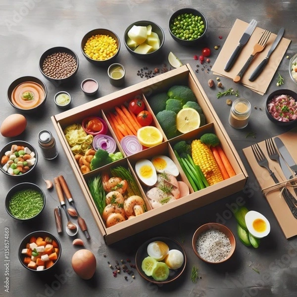 Fototapeta Subscription Based Meal Prep Kits   Pre packaged portion control