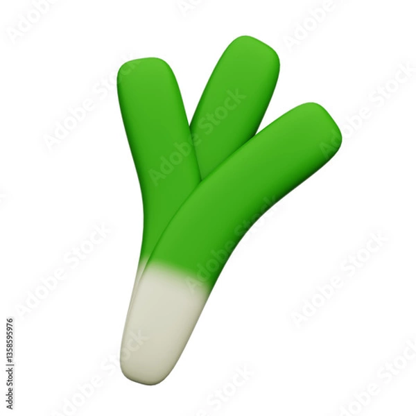 Fototapeta Green Onion 3D Rendering Icon Isolated Transparent Background