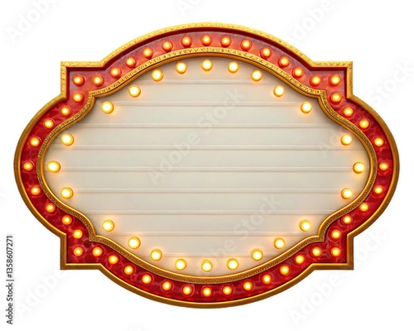 Obraz Vintage marquee sign with glowing lights, blank space for text.