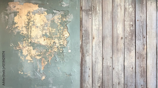 Fototapeta A rustic wooden plank wall with deep, natural grain patterns. Copy space design