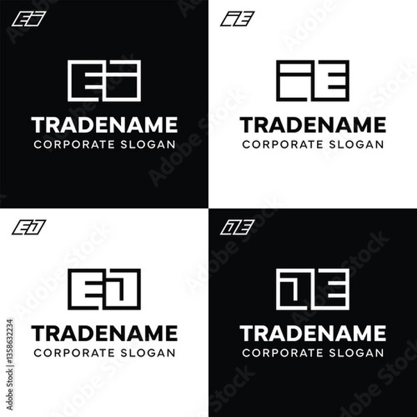 Fototapeta Letters EI IE EJ JE Square and Dynamic Logo Set