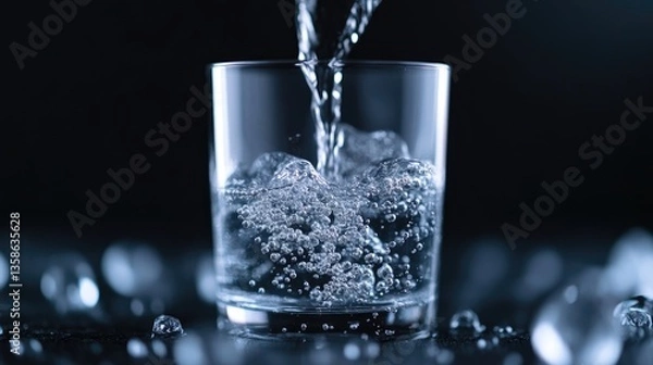 Fototapeta Refreshing glass of water being poured