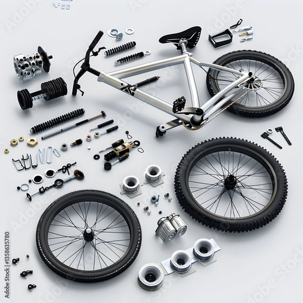 Obraz Detailed Breakdown of an Advanced XB Bike Illustrating its Intricate Parts and Functionality