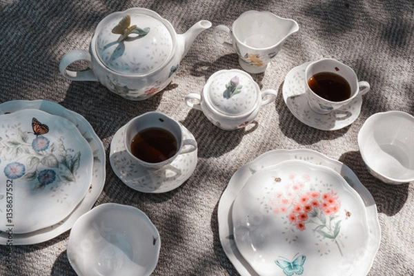 Obraz Floral Tea Set for a  Spring Tea Party