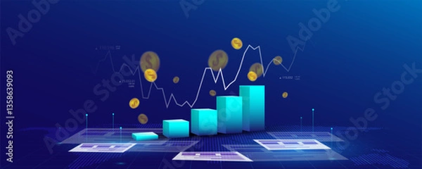 Fototapeta Bar graphs, data analysis and investment graphs financial growth Trading in the stock market