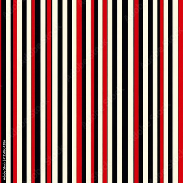 Fototapeta Seamless Textile Pattern Red, black, and white vertical stripes create bold and modern pattern