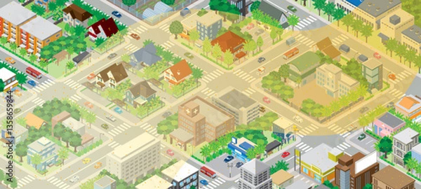 Obraz 黄砂が舞う街並みのイラスト. 大気汚染.