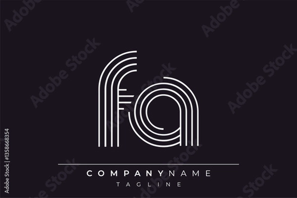Fototapeta Creative FA lines letter logo design. A simplistic and elegant abstract logo design with linear patterns and initials, suitable for contemporary branding.
