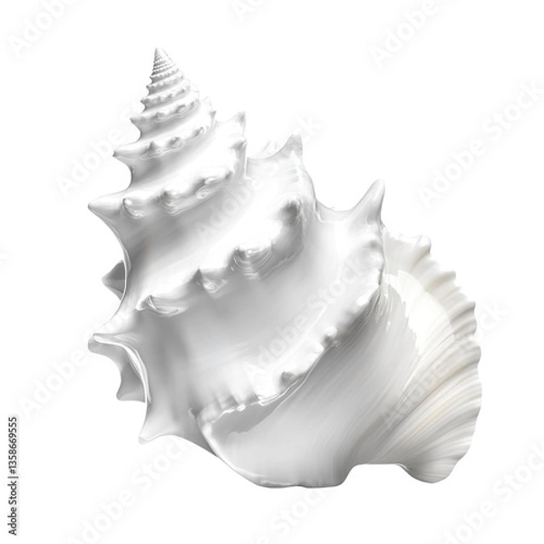 Fototapeta White conch shell isolated on a transparent background	