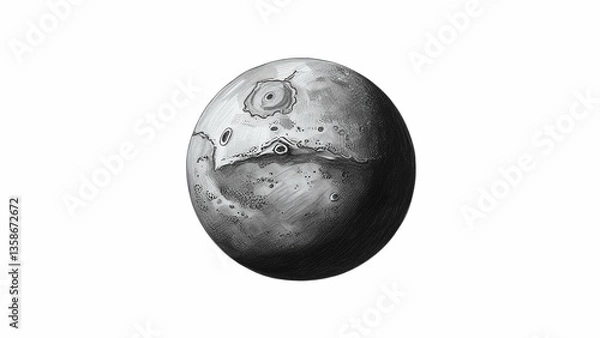 Fototapeta AI-Rendered Mars: Monochrome Planet Visualization in 4K – Generative AI