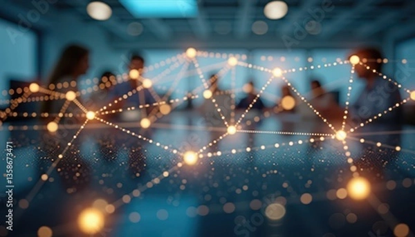 Fototapeta Network Nodes in Office Setting