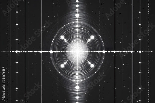 Fototapeta Intricate X-Ray Diffraction Pattern Revealing Crystal Atomic Structure Through Symmetrical Spot and Ring Arrangement