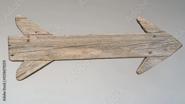 Fototapeta Wooden Arrow Signpost Against Gradient Sky, Symbolizing Direction and Simplicity
