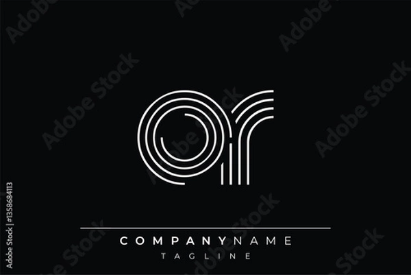 Fototapeta Creative OR lines letter logo design. A simplistic and elegant abstract logo design with linear patterns and initials, suitable for contemporary branding.