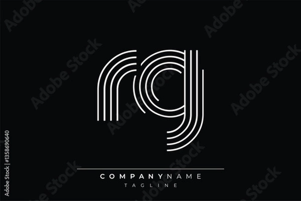 Fototapeta Creative RG lines letter logo design. A simplistic and elegant abstract logo design with linear patterns and initials, suitable for contemporary branding.