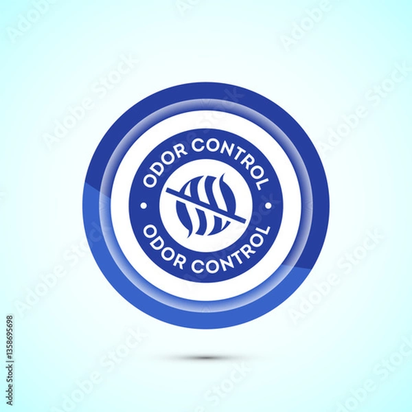 Fototapeta Odor control icon design illustration. Anti bad smell icon, Odor free label, Blue color button design