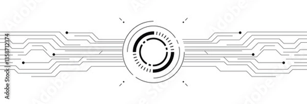 Fototapeta Circular Technology Interface,Abstract Tech Circuit,HUD Element Design,Geometric Tech Pattern