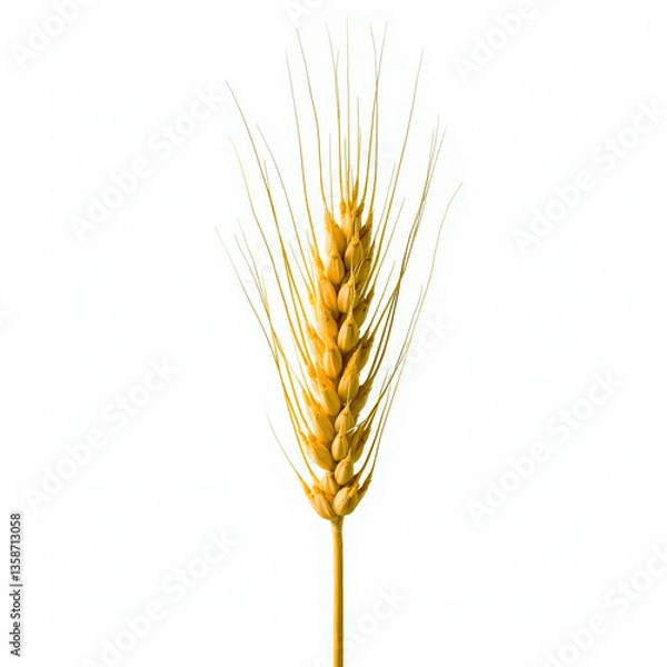 Fototapeta An ear of wheat isolated on transparent or white background, wheat ears isolated on white