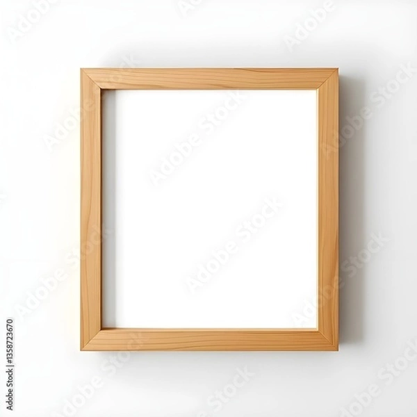 Fototapeta Natural wooden frame mockup with blank space, perfect for showcasing artwork, posters, or photography prints