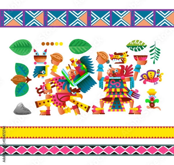 Fototapeta Aztec cacao pattern for chocolate package design.
