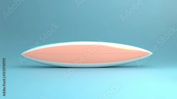 Fototapeta Pastel Pink and Turquoise Surfboard 3D Rendering