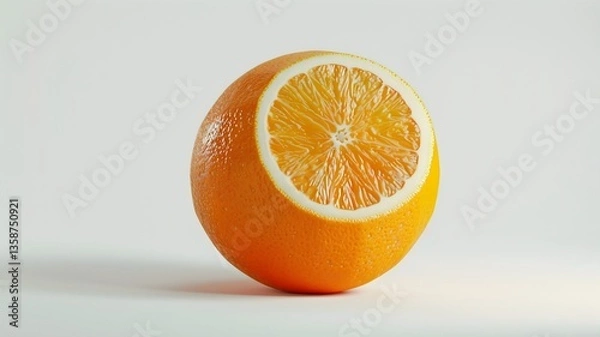 Obraz  An orange displayed on a pure white background, showcasing its bright, fresh appearance and detailed texture. 
