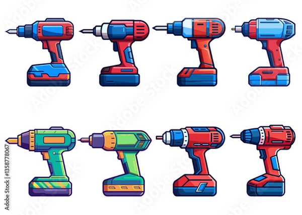 Fototapeta Electric Drill Vector Set Collection Designs