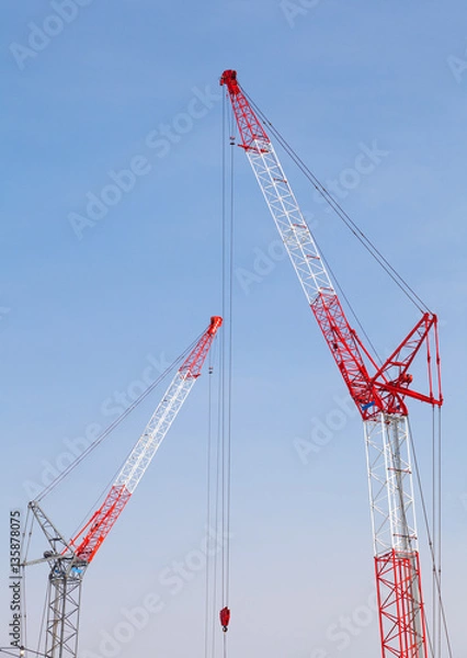 Obraz Close - up big red crane at construction site