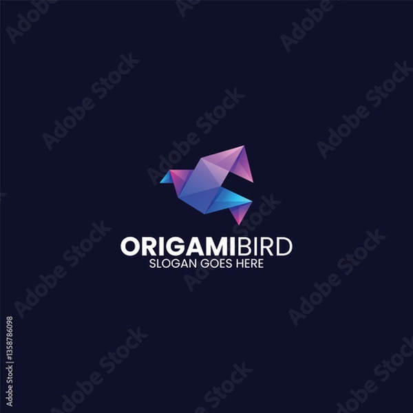 Obraz Origami Bird Gradient Colorful Logo