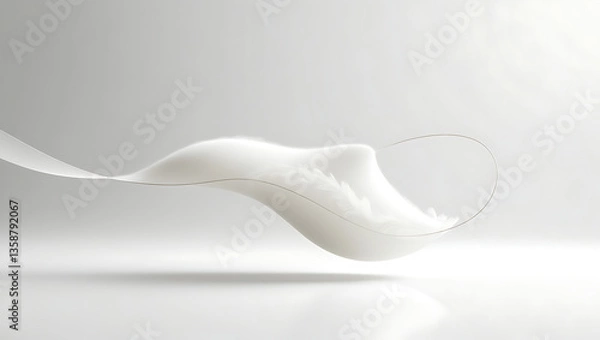 Fototapeta Weightless White Feather in Abstract Space