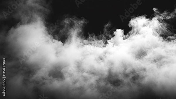 Obraz Smoke black ground fog cloud floor mist background steam dust dark white horror overlay..