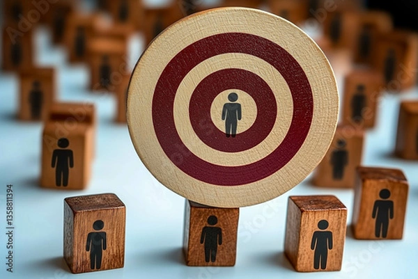 Fototapeta A target with wooden blocks depicting people