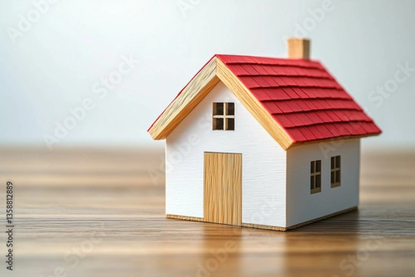 Fototapeta Photo of a simple house model on a white background
