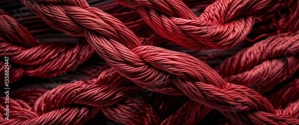 Obraz red theme rope fibers macro zoom close up design texture background