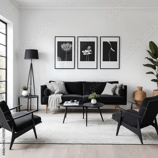 Fototapeta Modern Minimalist Living Room Interior Design