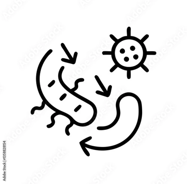 Obraz Microlife Icon Representing Bacteria Cycling Nutrients  