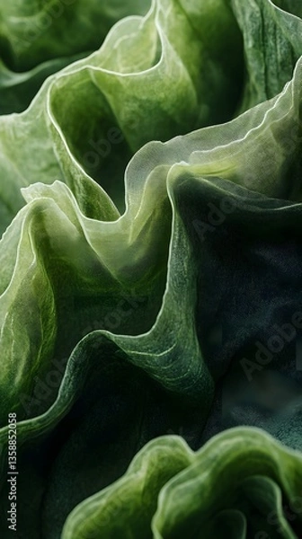 Fototapeta 33. A green velvet fabric texture with soft, luxurious folds