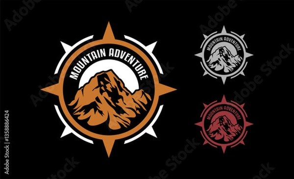 Obraz mountain adventure hiking expedition vintage hipster retro logo badge label sticker element design design Perfect for apparel prints, posters