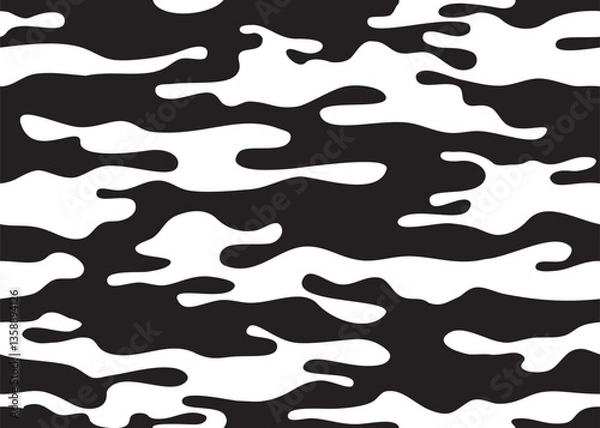 Obraz Print texture military camouflage repeats seamless army black white hunting